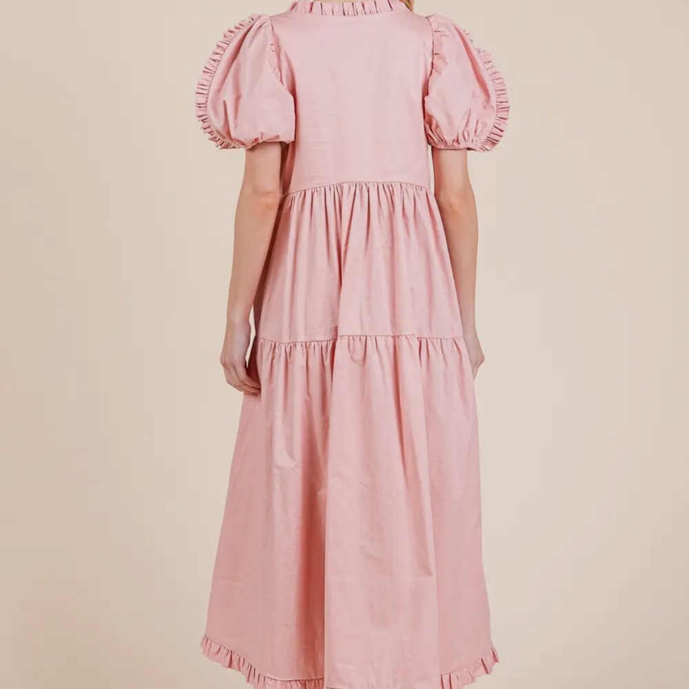 Pink High-Low Ruffle Tiered Dress - Picture 3 of 7